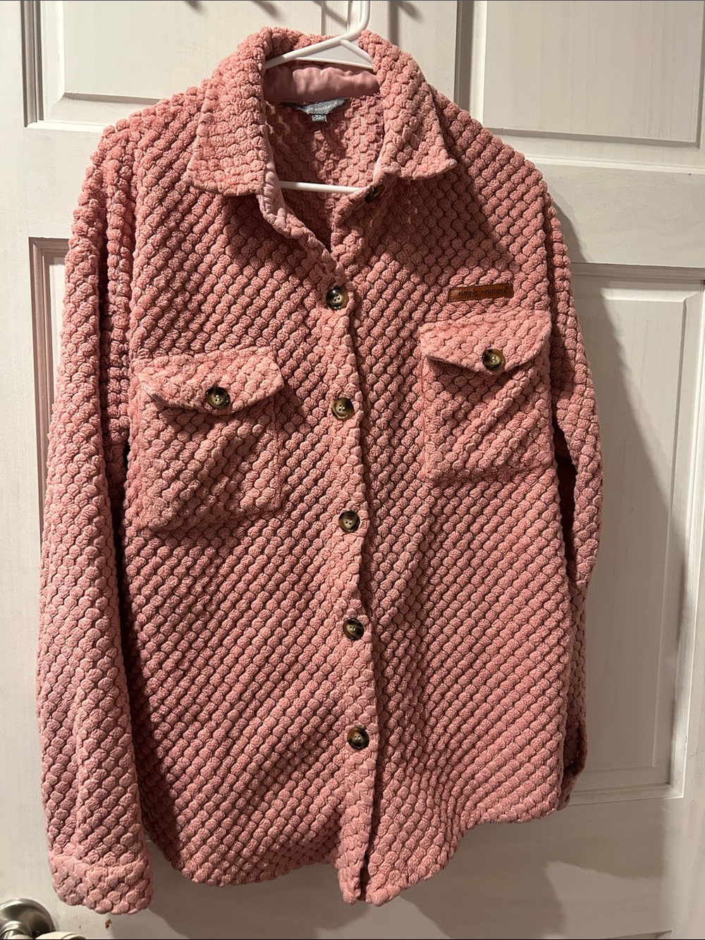 Simply Southern Pink Quilted Button-Up Jacket